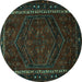 Round Persian Turquoise Traditional Rug, tr667turq