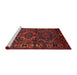 Sideview of Machine Washable Traditional Brown Red Rug, wshtr668