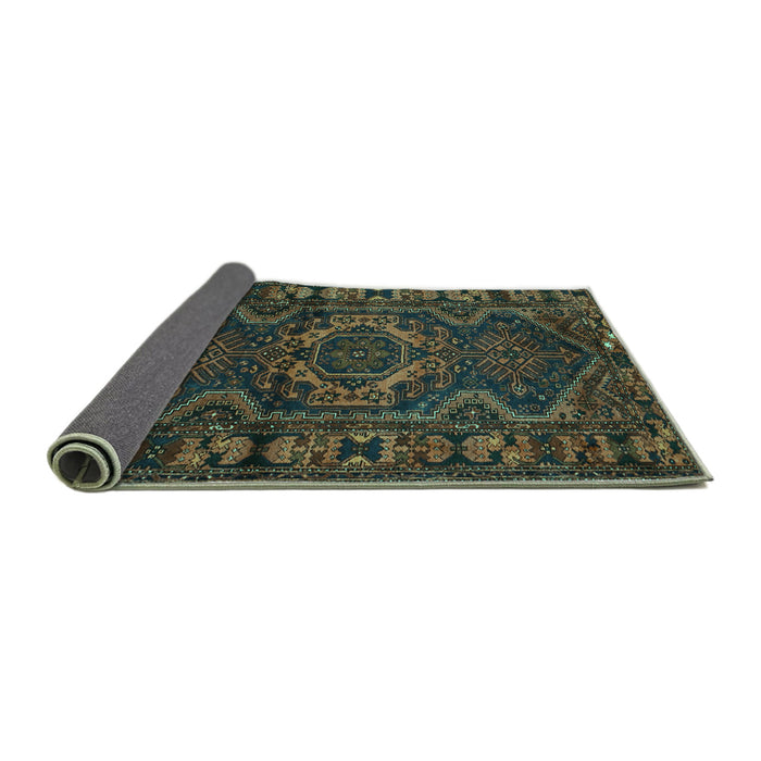 Sideview of Persian Turquoise Traditional Rug, tr668turq