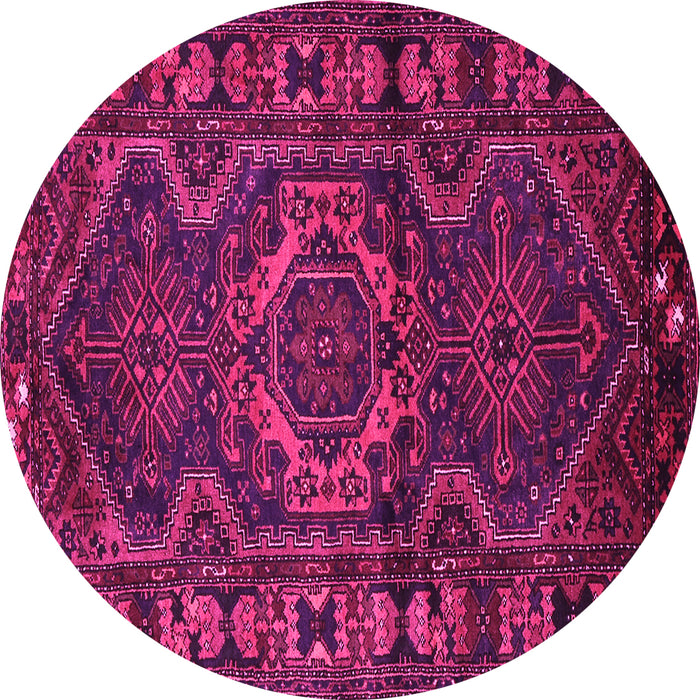 Round Machine Washable Persian Pink Traditional Rug, wshtr668pnk