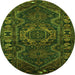 Square Persian Green Traditional Rug, tr668grn