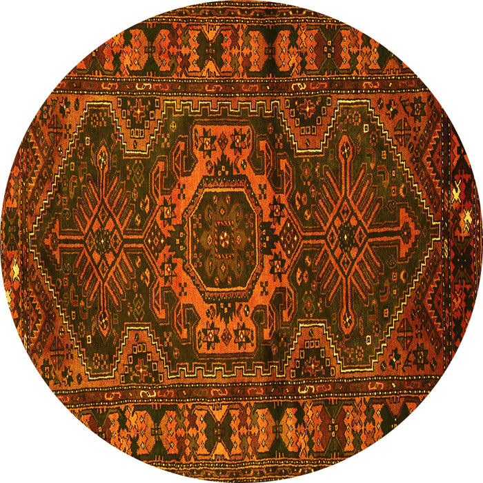 Round Persian Yellow Traditional Rug, tr668yw