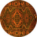 Round Persian Yellow Traditional Rug, tr668yw