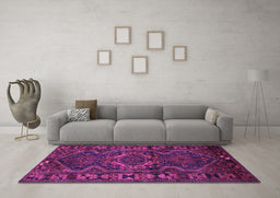 Machine Washable Persian Purple Traditional Area Rugs in a Living Room, wshtr668pur