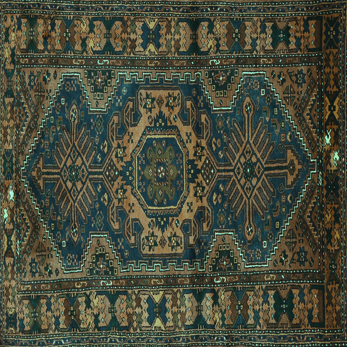 Square Machine Washable Persian Turquoise Traditional Area Rugs, wshtr668turq