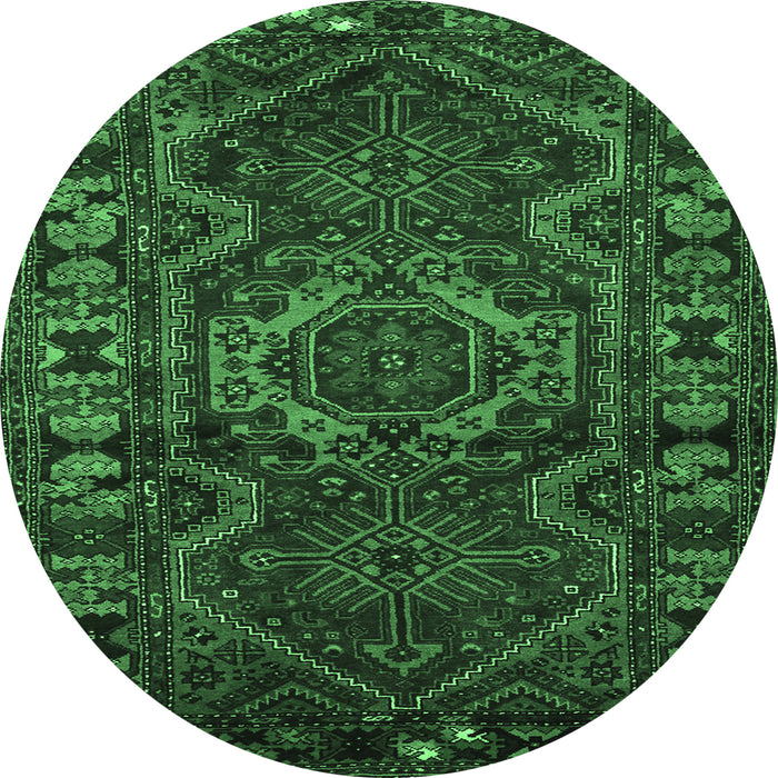 Round Persian Emerald Green Traditional Rug, tr668emgrn
