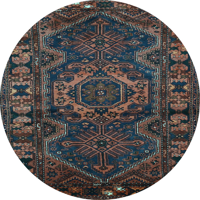 Round Machine Washable Persian Light Blue Traditional Rug, wshtr668lblu