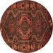 Round Persian Brown Traditional Rug, tr668brn