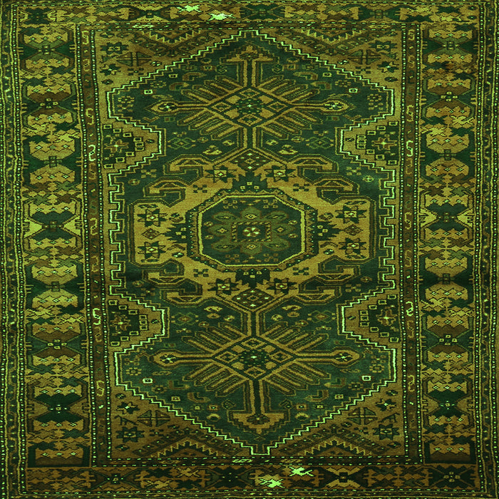 Round Machine Washable Persian Green Traditional Area Rugs, wshtr668grn