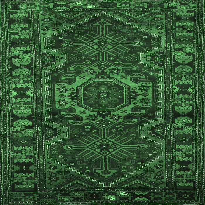 Square Machine Washable Persian Emerald Green Traditional Area Rugs, wshtr668emgrn