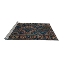 Sideview of Machine Washable Persian Light Blue Traditional Rug, wshtr668lblu