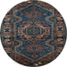Round Persian Light Blue Traditional Rug, tr668lblu