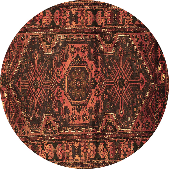 Round Machine Washable Persian Brown Traditional Rug, wshtr668brn