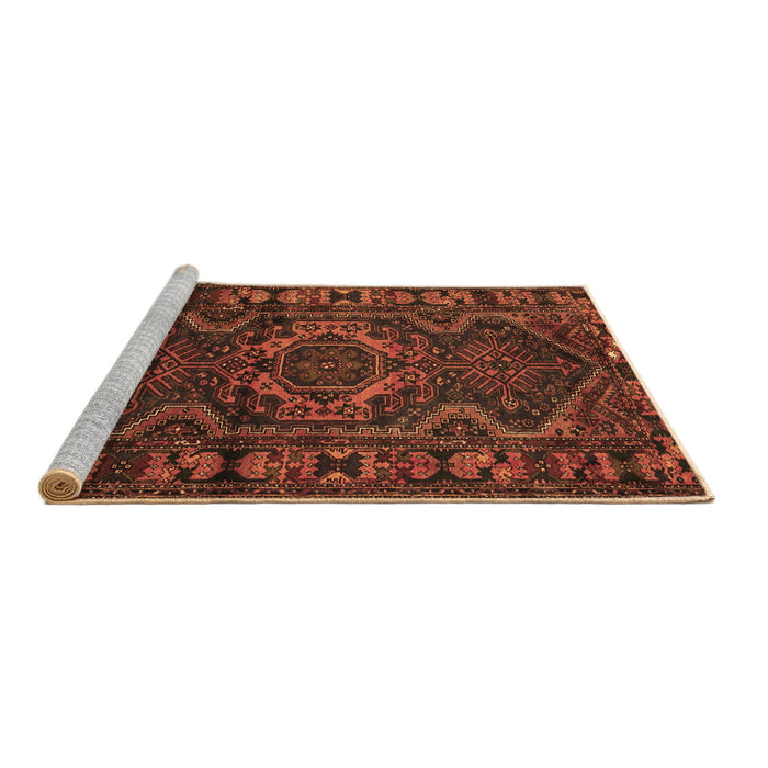 Sideview of Machine Washable Persian Brown Traditional Rug, wshtr668brn
