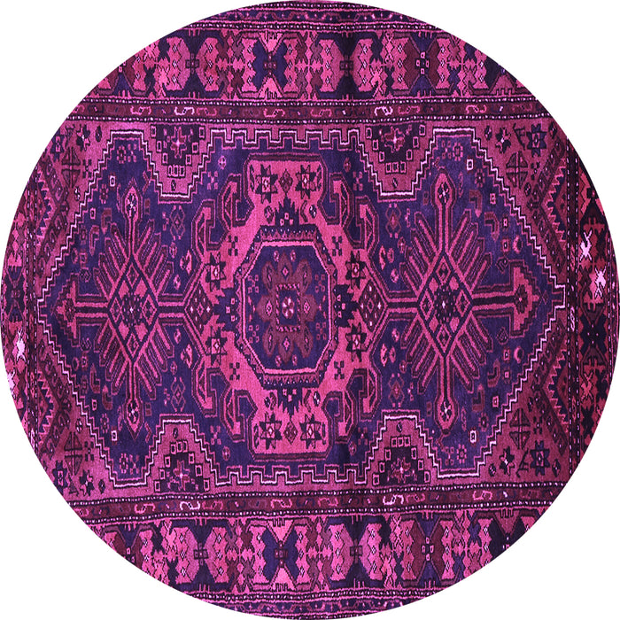 Round Machine Washable Persian Purple Traditional Area Rugs, wshtr668pur