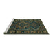 Sideview of Machine Washable Persian Turquoise Traditional Area Rugs, wshtr668turq