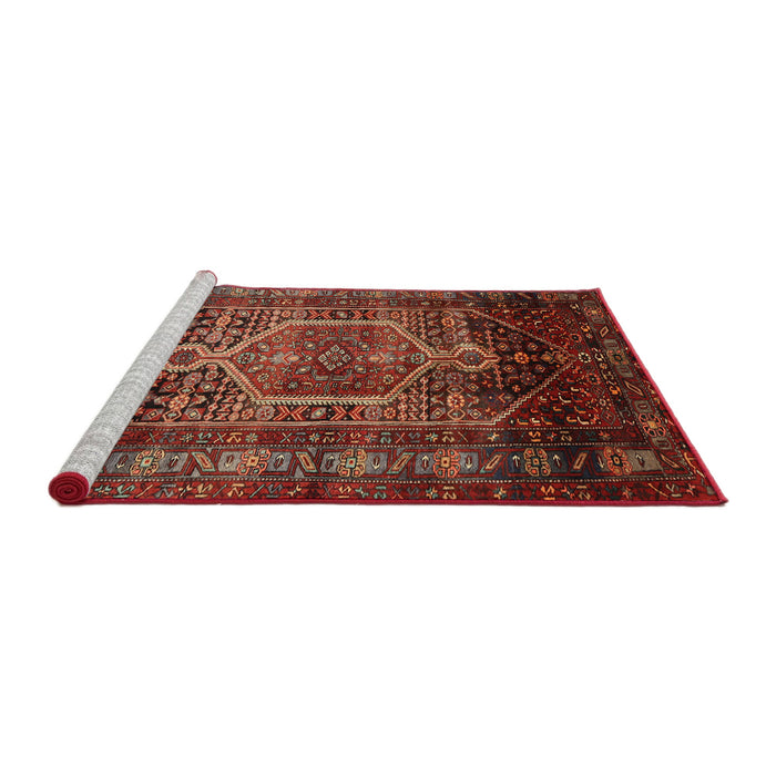 Sideview of Machine Washable Traditional Crimson Red Rug, wshtr669