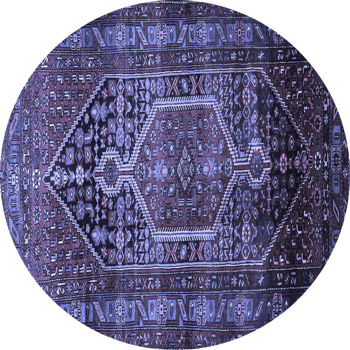 Round Machine Washable Persian Blue Traditional Rug, wshtr669blu
