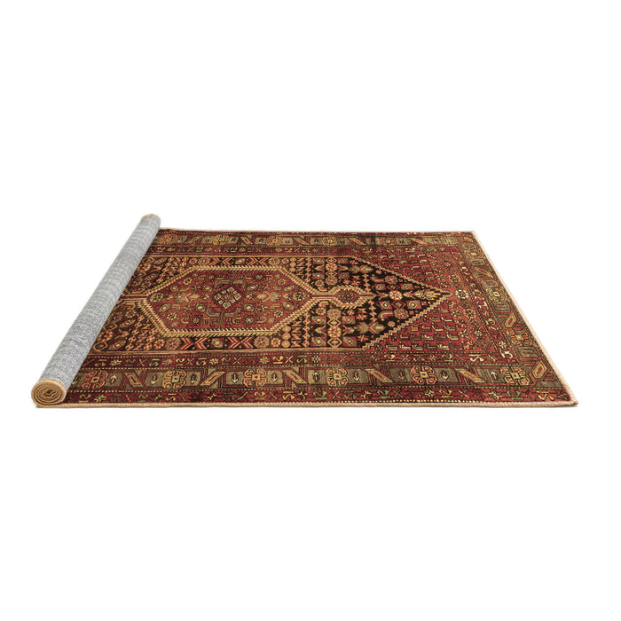 Sideview of Machine Washable Persian Brown Traditional Rug, wshtr669brn