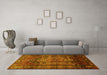 Machine Washable Persian Yellow Traditional Rug in a Living Room, wshtr669yw