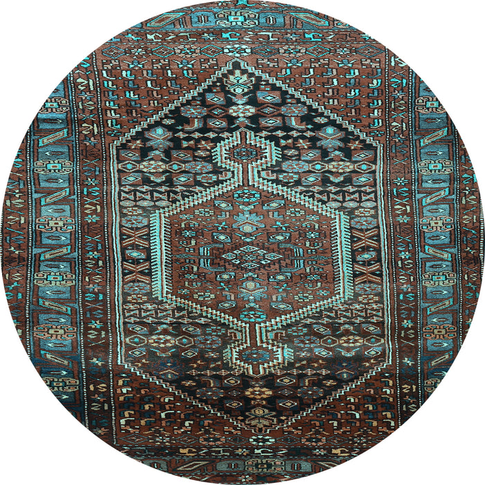 Round Machine Washable Persian Light Blue Traditional Rug, wshtr669lblu