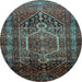Round Persian Light Blue Traditional Rug, tr669lblu