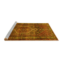 Sideview of Machine Washable Persian Yellow Traditional Rug, wshtr669yw