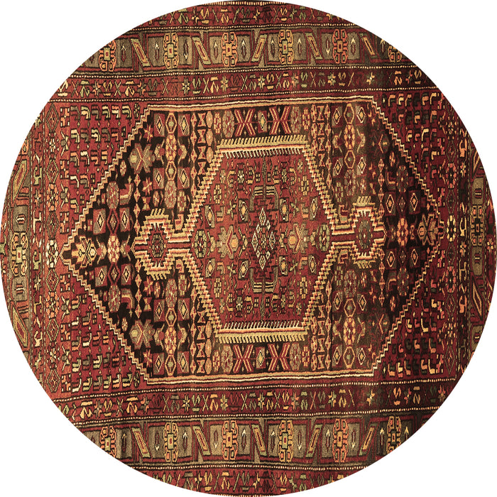 Round Persian Brown Traditional Rug, tr669brn