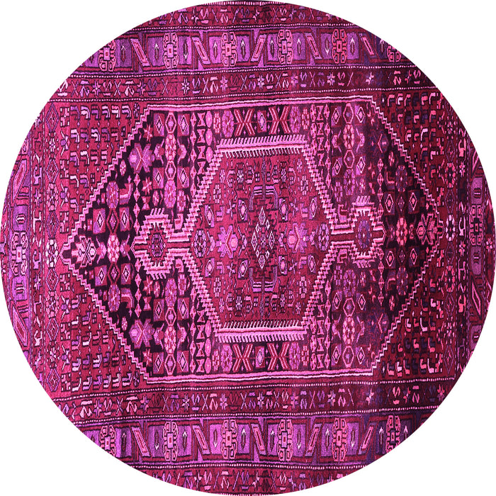 Round Machine Washable Persian Pink Traditional Rug, wshtr669pnk