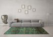 Machine Washable Persian Turquoise Traditional Area Rugs in a Living Room,, wshtr669turq