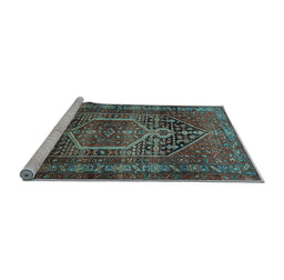 Sideview of Machine Washable Persian Light Blue Traditional Rug, wshtr669lblu