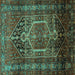 Square Persian Turquoise Traditional Rug, tr669turq