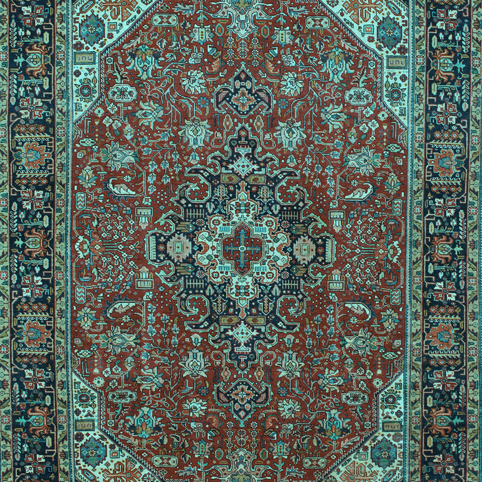 Machine Washable Medallion Light Blue Traditional Rug, wshtr66lblu