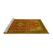 Sideview of Machine Washable Medallion Yellow Traditional Rug, wshtr66yw