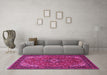 Machine Washable Medallion Pink Traditional Rug in a Living Room, wshtr66pnk