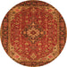 Square Medallion Orange Traditional Rug, tr66org