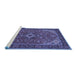 Sideview of Machine Washable Medallion Blue Traditional Rug, wshtr66blu