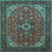 Square Medallion Light Blue Traditional Rug, tr66lblu