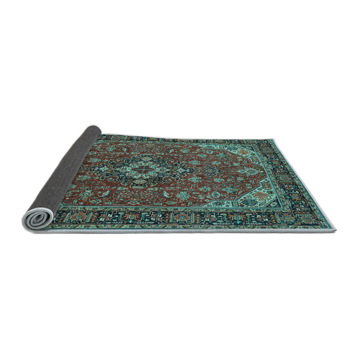 Sideview of Medallion Light Blue Traditional Rug, tr66lblu