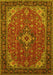 Machine Washable Medallion Yellow Traditional Rug, wshtr66yw