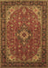 Machine Washable Medallion Brown Traditional Rug, wshtr66brn