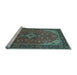 Sideview of Machine Washable Medallion Light Blue Traditional Rug, wshtr66lblu