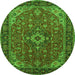 Machine Washable Medallion Green Traditional Area Rugs, wshtr66grn