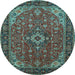 Round Medallion Light Blue Traditional Rug, tr66lblu