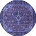 Round Machine Washable Medallion Blue Traditional Rug, wshtr66blu