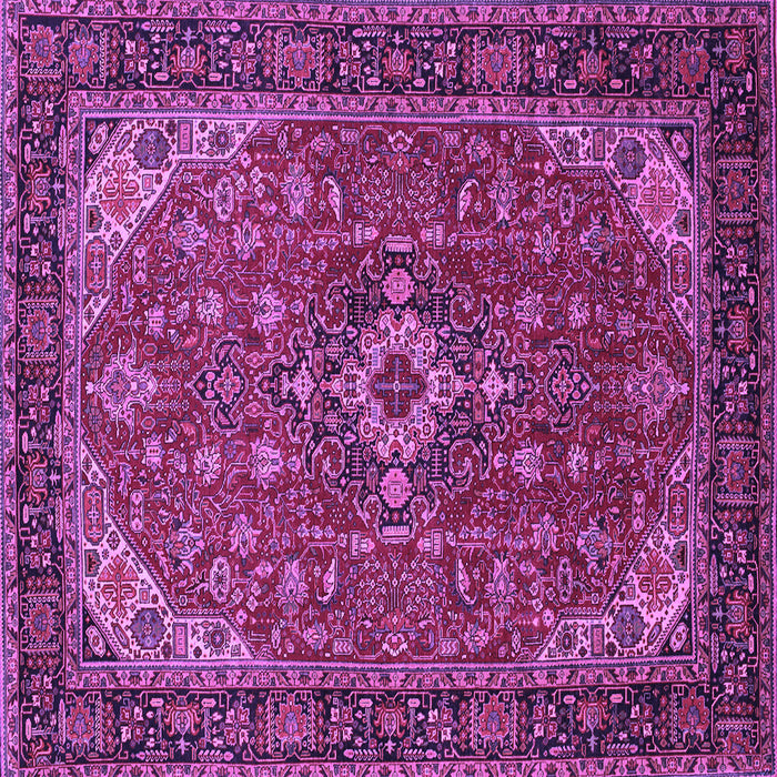 Square Machine Washable Medallion Purple Traditional Area Rugs, wshtr66pur