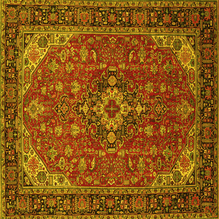 Square Medallion Yellow Traditional Rug, tr66yw