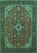 Machine Washable Medallion Turquoise Traditional Area Rugs, wshtr66turq