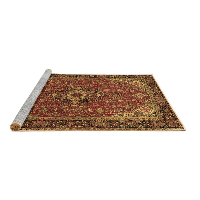 Sideview of Machine Washable Medallion Brown Traditional Rug, wshtr66brn