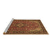 Sideview of Machine Washable Medallion Brown Traditional Rug, wshtr66brn